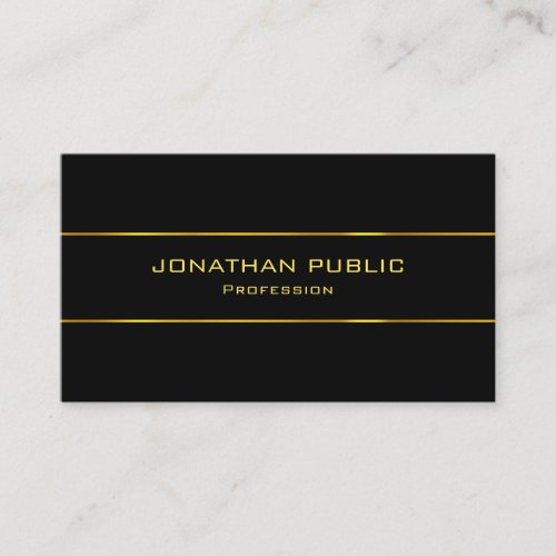 Elegant Black Template Gold Text Stylish Modern Business Card