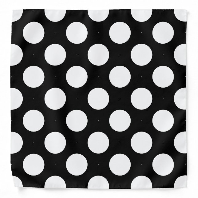 Elegant Black Template White Polka Dots Rustic Bandana (Front)