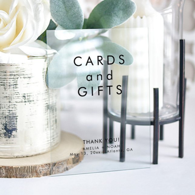 Elegant Black Text Cards Gifts Wedding Acrylic Sign (Creator Uploaded)