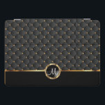 Elegant Black Texture and Gold Pattern - Monogram iPad Pro Cover<br><div class="desc">iPad Cover ready for you to customize. ⭐This Product is 100% Customizable. *****Click on CUSTOMIZE BUTTON to add, delete, move, resize, changed around, rotate, etc... any of the graphics or text or use the fill in boxes. ⭐99% of my designs in my store are done in layers. This makes it...</div>