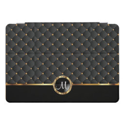 Elegant Black Texture and Gold Pattern - Monogram iPad Pro Cover