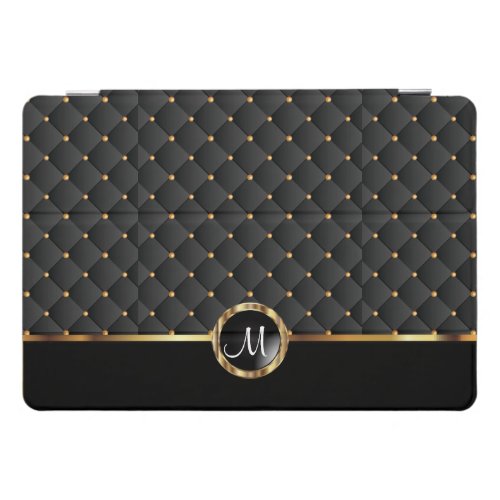 Elegant Black Texture and Gold Pattern _ Monogram iPad Pro Cover