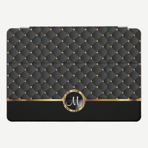 Elegant Black Texture and Gold Pattern - Monogram iPad Pro Cover