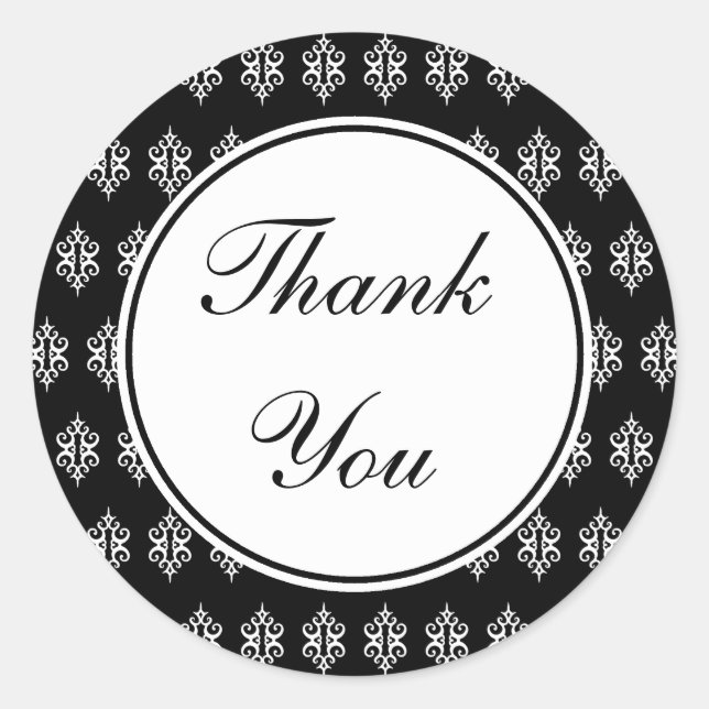Elegant Black Thank You Stickers (Front)