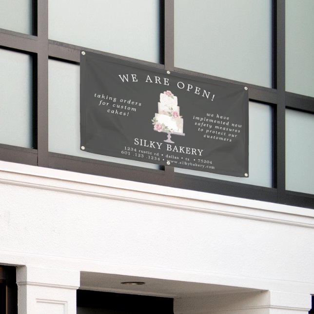 Elegant Black Three Tier Cake Store Banner (Outside Building)