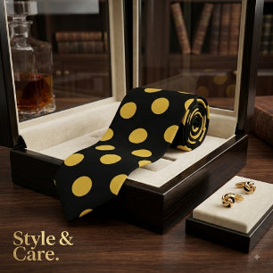 Elegant Black Tie Accented with Gold Dot Pattern
