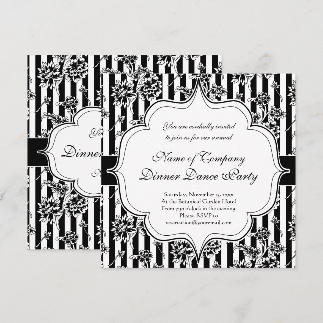 Elegant Black Tie Formal Dinner Dance Party Invita Invitation (Front/Back)