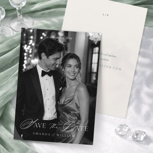 Elegant Black Tie Photo Save the Date Card