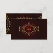 Elegant Black Touch Of Red Vintage Lace Frame Business Card (Front/Back)