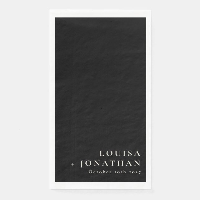 Elegant Black Trendy Minimalist Chic Custom Paper Guest Towels (Front)