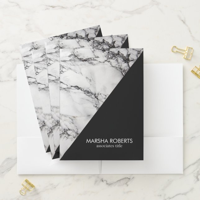 Elegant Black Triangle And Marble Pocket Folder (In Situ)