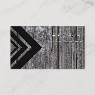 Elegant black triangles on rustic wooden surface business card