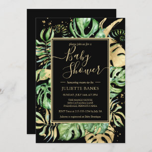 Elegant Black Tropical Gender Neutral Baby Shower Invitation