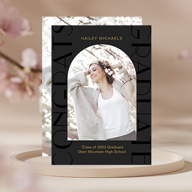 Elegant Black Two Photo Graduation Invitation (Creator Uploaded)