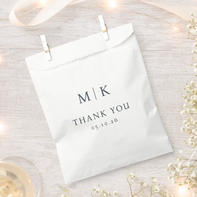 Elegant Black Typographic Gratitude Favor Bag (Clipped)