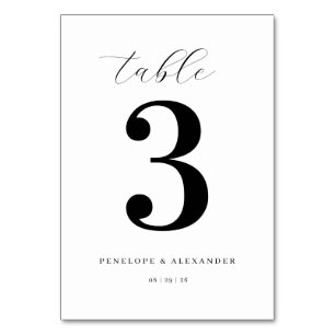 Elegant Black Typographic Table Number