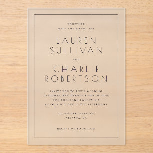 Elegant Black Typographic Wedding Acrylic Invitations