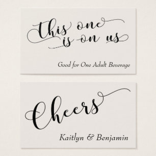 Elegant Black Typography on Cream Drink Tickets