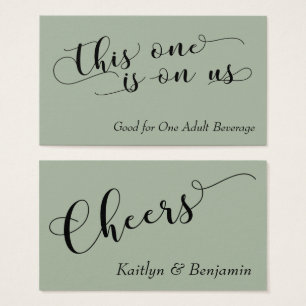 Elegant Black Typography on Sage Drink Tickets