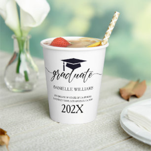 Elegant Black Typography On White Background Paper Cups