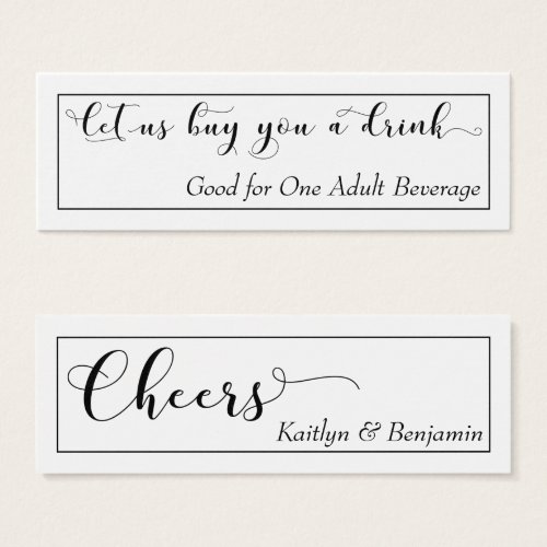 Elegant Black Typography on White Drink Tickets 2