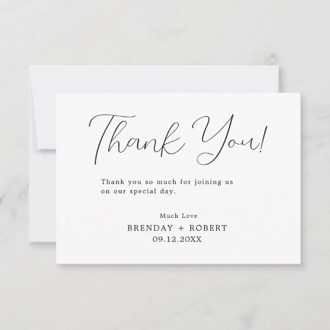 Elegant Black Typography On White Thank You Card | Zazzle