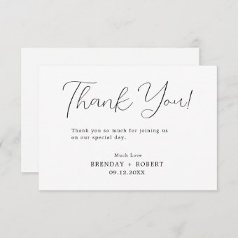 Elegant Black Typography On White Thank You Card | Zazzle