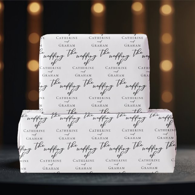 Elegant Black Typography Personalized Wedding Wrapping Paper (Creator Uploaded)