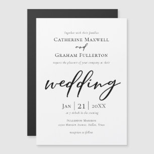 Elegant Black Typography Simple Modern Wedding Magnetic Invitation