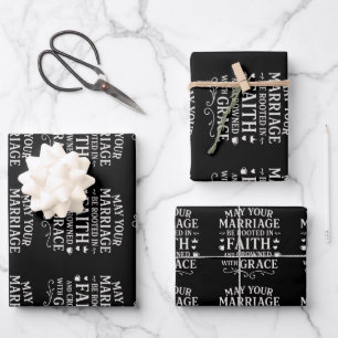 Elegant Black Typography Wedding Reception Bridal  Wrapping Paper Sheets
