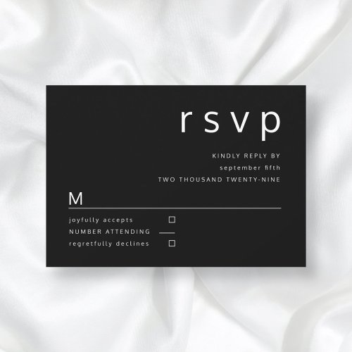 Elegant Black Typography Wedding  RSVP Card
