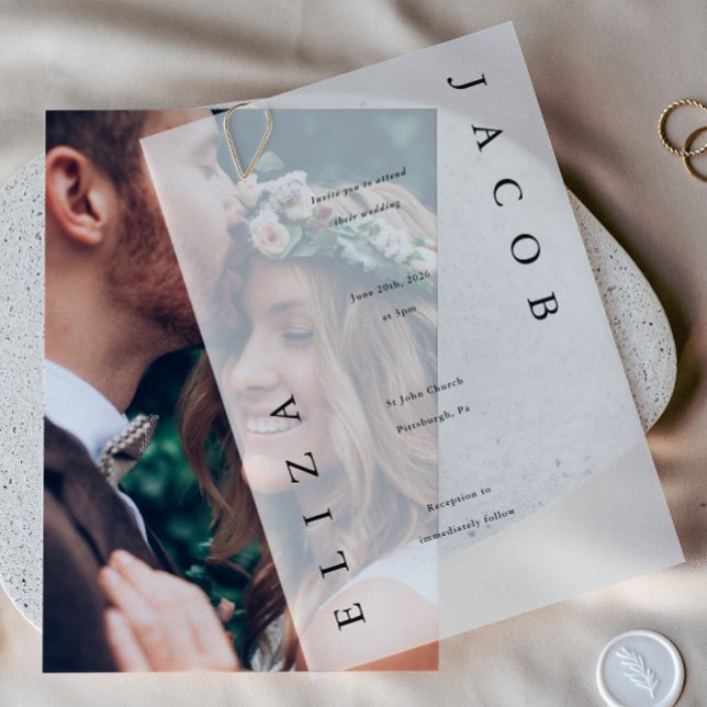 Elegant Black Typography Wedding Vellum Invitations (Creator Uploaded)