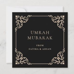 Elegant Black Umrah Mubarak Script Greeting Card