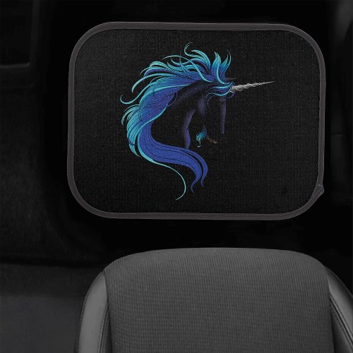 Elegant Black Unicorn Blue Silver Magical Fantasy Car Floor Mat