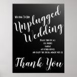 Elegant Black Unplugged Wedding Sign at Zazzle