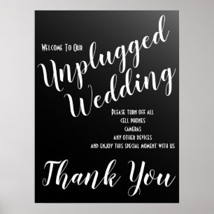 Elegant Black Unplugged Wedding Sign