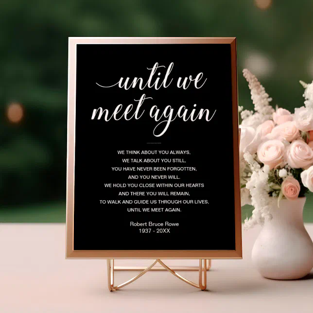 Elegant Black Until We Meet Again Funeral Poem Poster | Zazzle