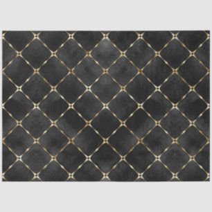 Elegant Black Velvet Faux Gold Plaid Luxury Tissue Paper