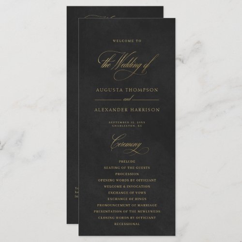 Elegant Black Velvet Texture Wedding Program
