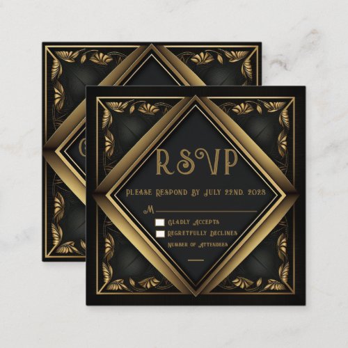 Elegant Black Velvet Wedding RSVP Card