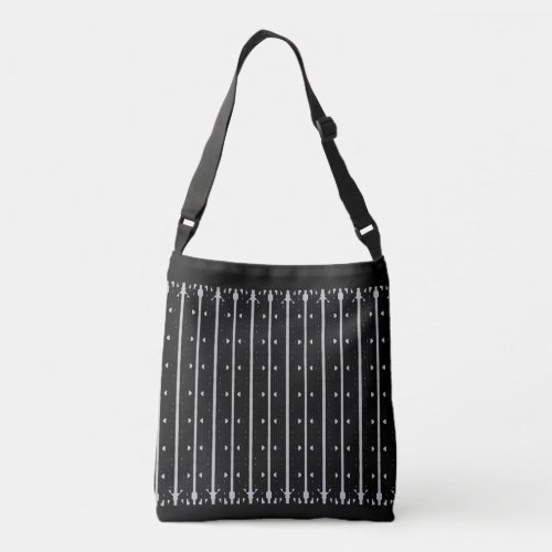 Elegant Black Vertical Striped Crossbody Bag