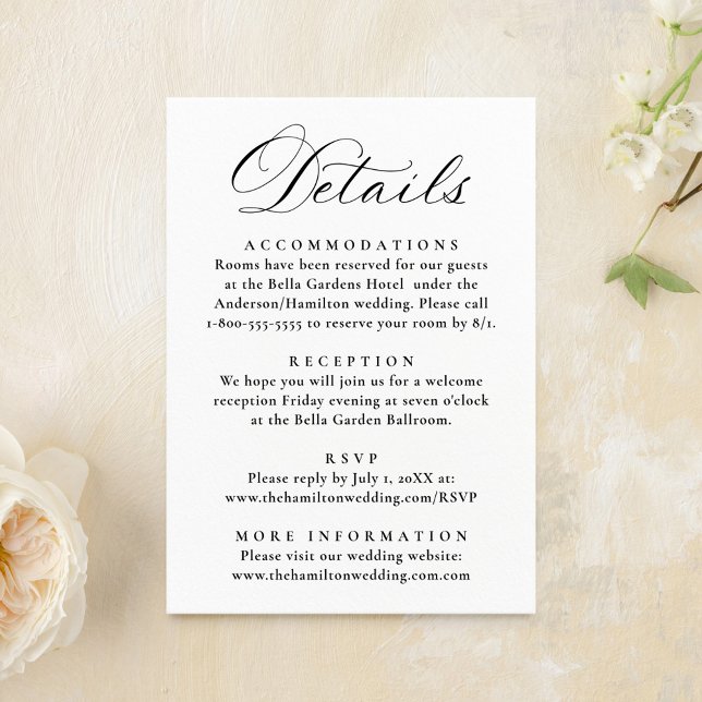 Elegant Black Victorian Floral Wedding Details Enclosure Card (Creator Uploaded)