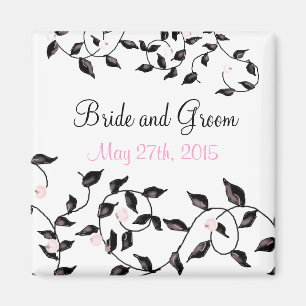 Elegant Black Vines Save the Date Magnet
