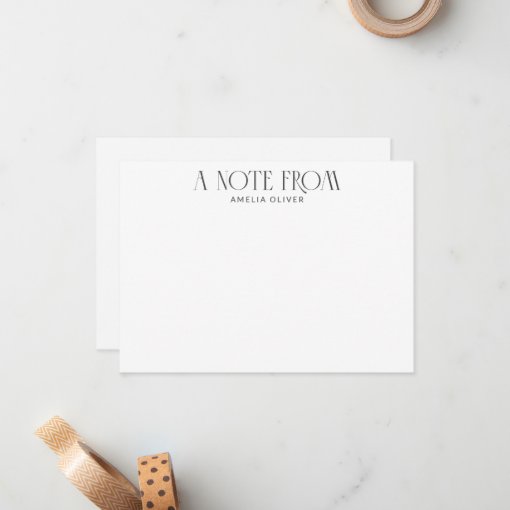 Elegant Black Vintage Art Deco Personalized Name Note Card | Zazzle