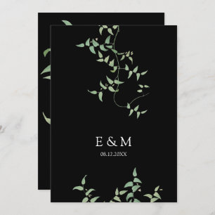 Elegant Black Vintage Botanical Wedding Greenery Save The Date
