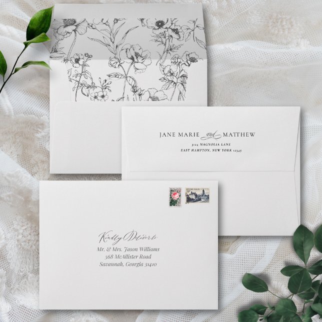 Elegant Black Vintage Calligraphy Script Wedding Envelope (This elegant, minimalist envelope is perfect for a fine art wedding)