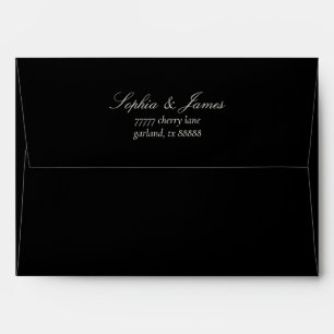 Elegant Black Vintage Ivory Wedding Return Address Envelope