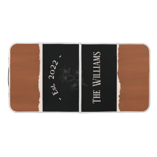 Elegant Black Vintage Monogram  Beer Pong Table