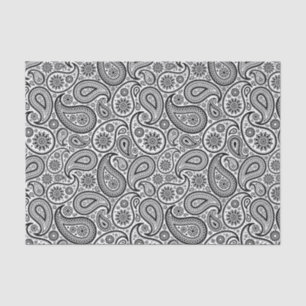 Elegant Black Vintage Paisley White Background 2 Tissue Paper