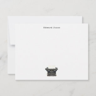 Elegant Black Vintage Typewriter Flat  Note Card